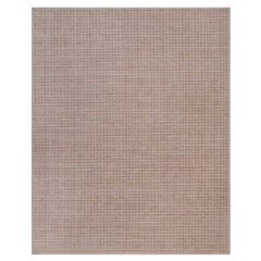 12'1"x15' Pink Pure Wool Modern Plain Decor Box Design Loomed Knotted XL Rug