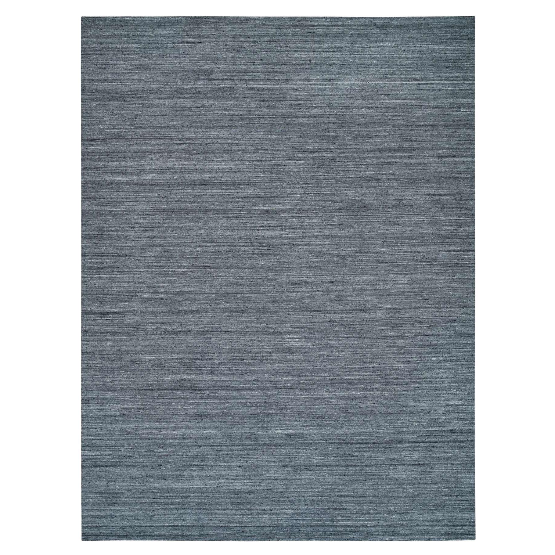 12
1"x15
1" Arsenic Gray, Modern Striae Design, All Wool Hand Loomed XL Rug For Sale