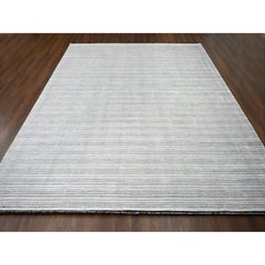 12'1"x15'1" Ivory Modern Design Wool & Silk Hand Loomed Oversized Oriental Rug