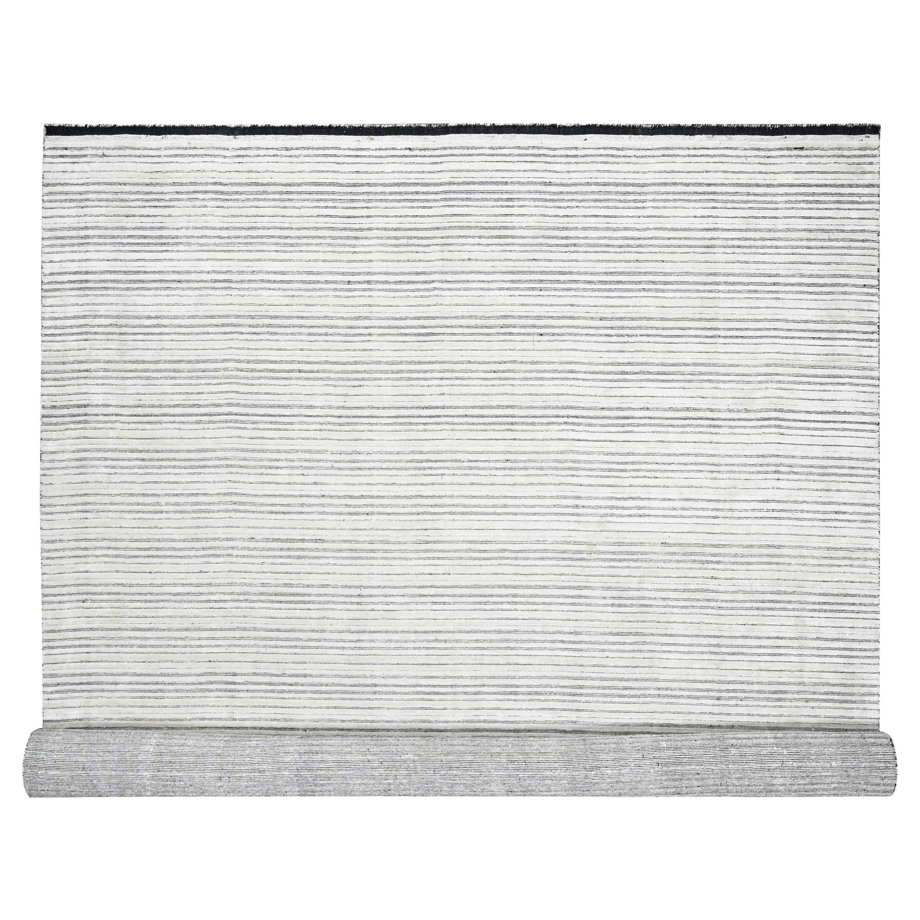 12'1 "x15'1" Elfenbein Modernes Design Wolle & Seide Handgeknüpft Übergroßer Orientteppich