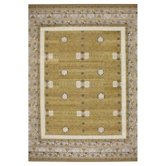 12'1"x15'2" Golden Yellow Pinecone Design 100% Wool Hand Knotted XL Oriental Rug