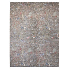 12'1"x15'5" Brown Afghan Peshawar Birds of Paradise Design Wool Hand Knotted Rug