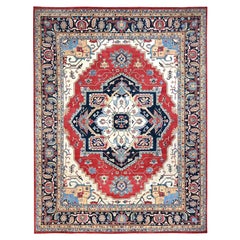 12'1 "x15'9" Rojo Profundo Alfombra Geométrica Sobredimensionada de Lana Anudada a Mano Heris Seeripe