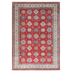 12'1 "x16' Tappeto orientale Super Kazak afgano in morbida lana rossa annodata a mano