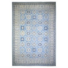 12'1 "x17'4" Beau Alfombra Oriental XL de Lana Anudada a Mano Kazak Azul Aspecto Vintage
