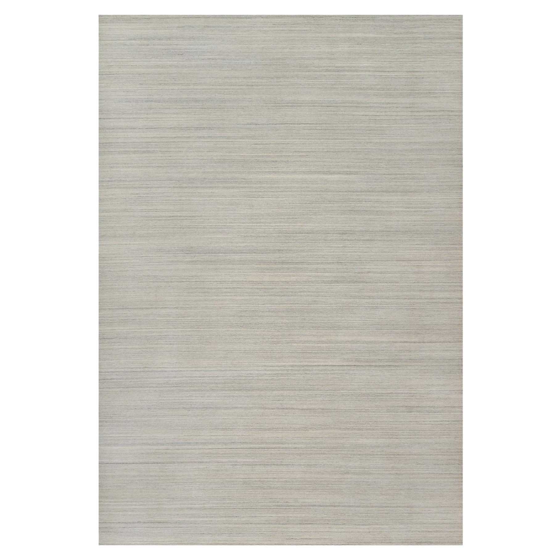 12'1 "x17'7" Bone White Plain Modern Design Undyed Natural Wool Hand Loomed Rug