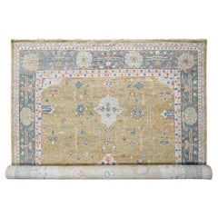 12
1 "x17
9" Jaune poussiéreux Design/One Supple noué à la main Tapis surdimensionné