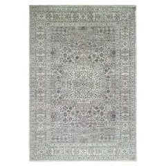 12'1 "x18' Tapis en pure laine non teintée Mamluke White Dynasty Tone on Tone Design/One