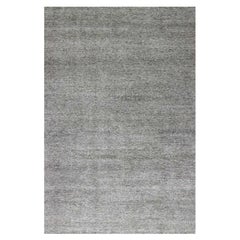 12'1 "x18'2" Graues Gras Design natürliche ungefärbte Wolle handgeknüpft übergroßen Teppich