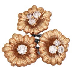 1.22 Carats Diamond Rose & Black Gold Flower Cocktail Ring