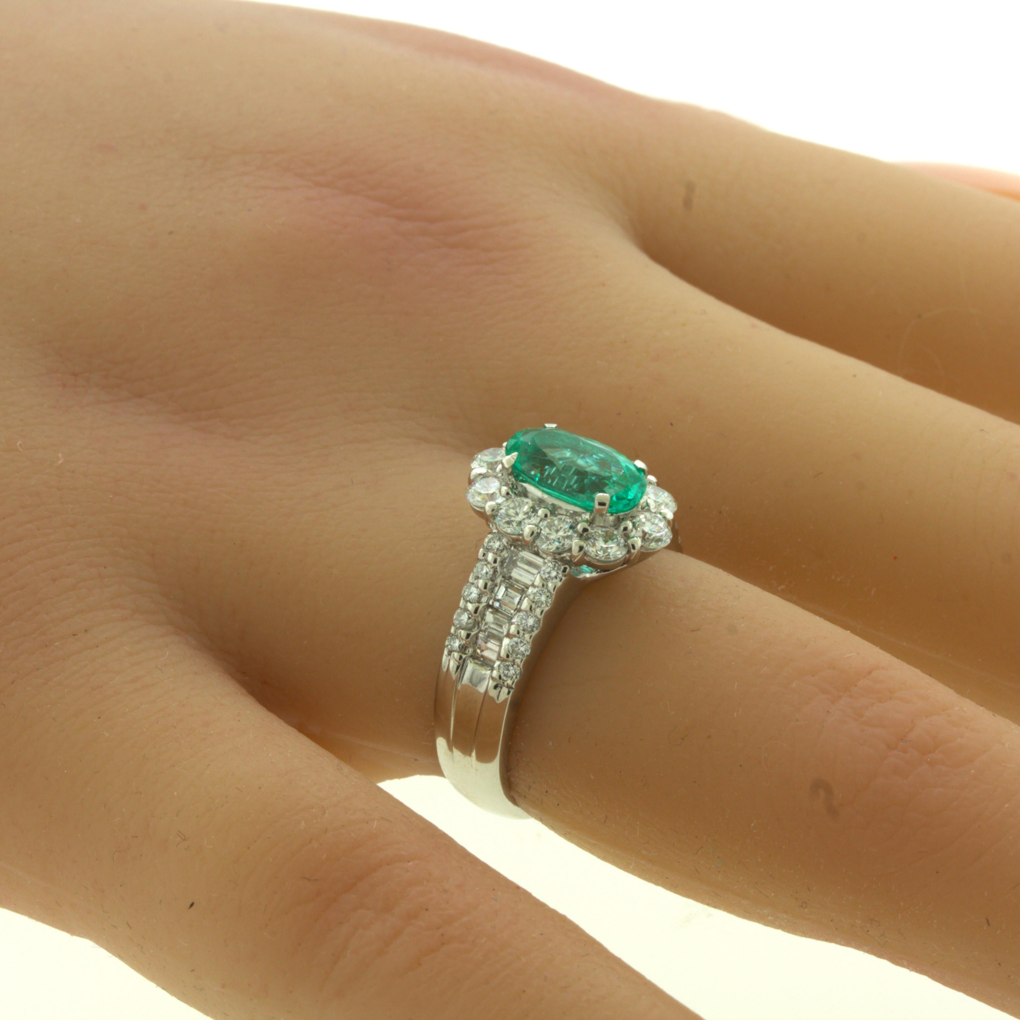 Oval Cut 1.22 Carat Brazilian Paraiba Tourmaline Diamond Platinum Ring, GIA Certified