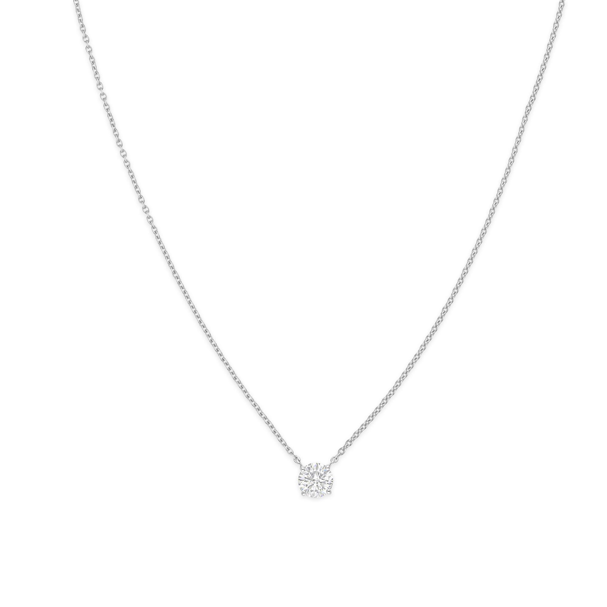 1,22 Karat Brillantschliff Diamant Solitär Anhänger Kette Halskette 18k Weißgold (Rundschliff) im Angebot