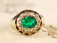 1.22 Carat Colombian Emerald Diamond Yellow Gold Cocktail Ring