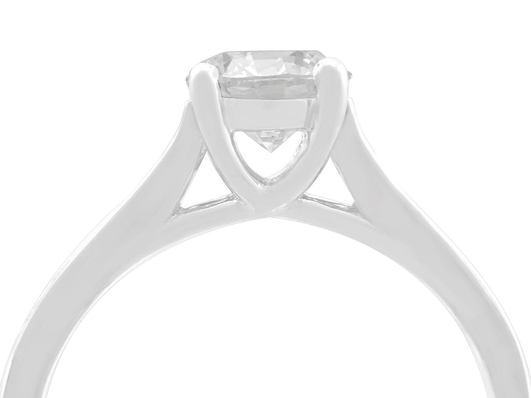 A fine and impressive contemporary 1.42 carat (total) modern brilliant round cut diamond solitaire ring in platinum; part of our diverse diamond jewelry/jewelry range.

This fine and impressive contemporary round cut diamond solitaire ring has been