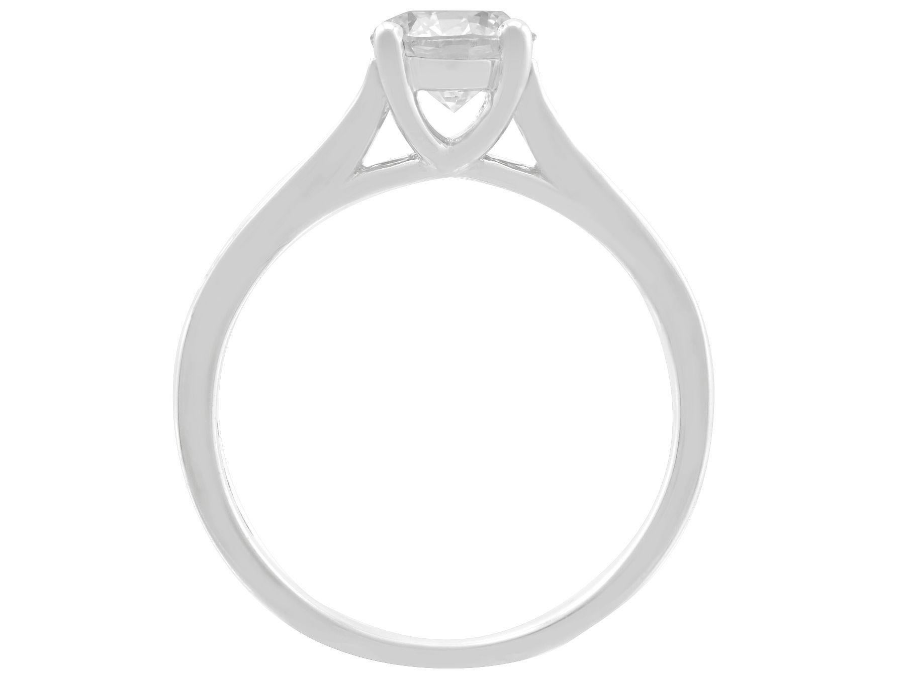 Women's 1.22 Carat Diamond and Platinum Solitaire Engagement Ring For Sale