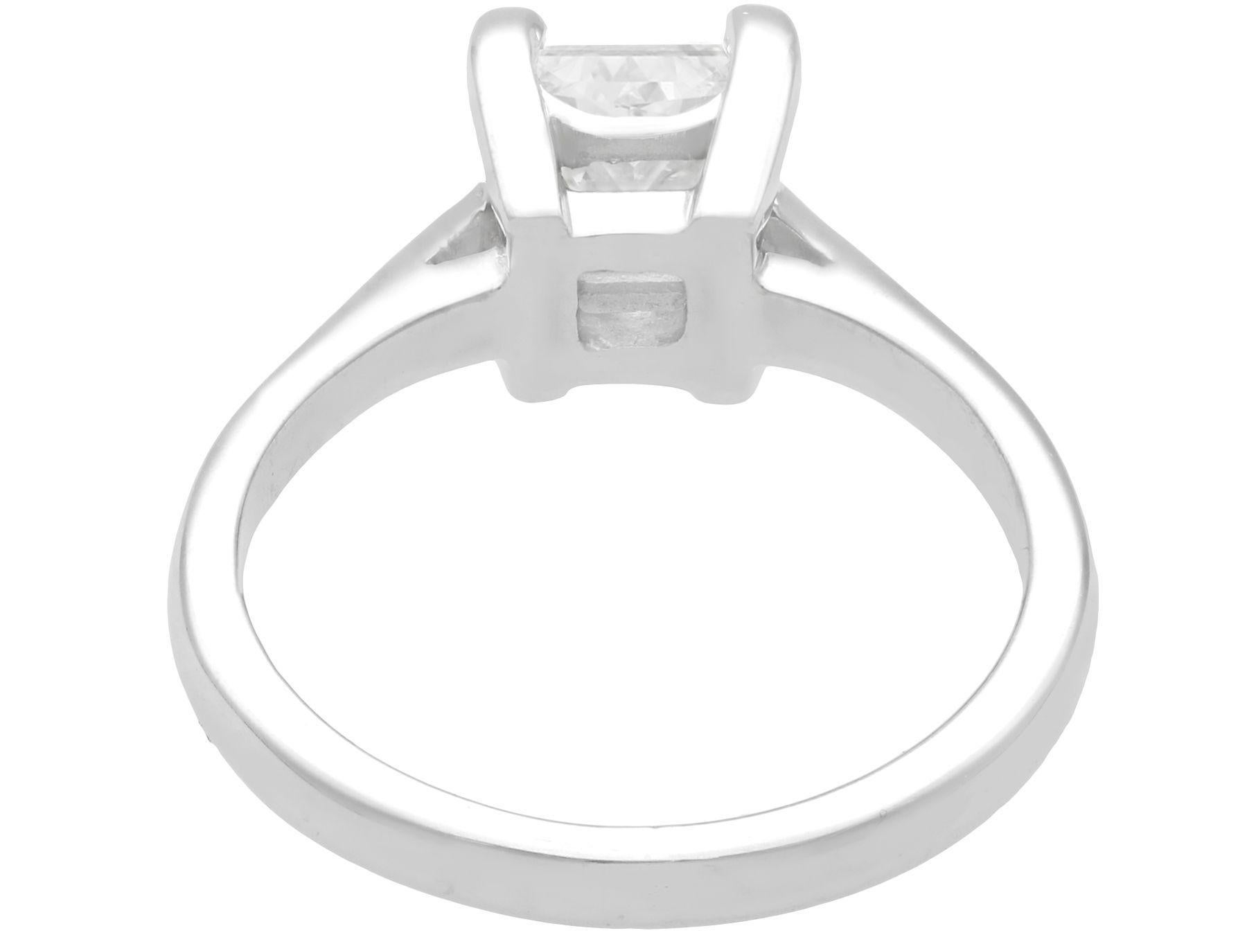 Princess Cut 1.22 Carat Diamond and Platinum Solitaire Engagement Ring For Sale