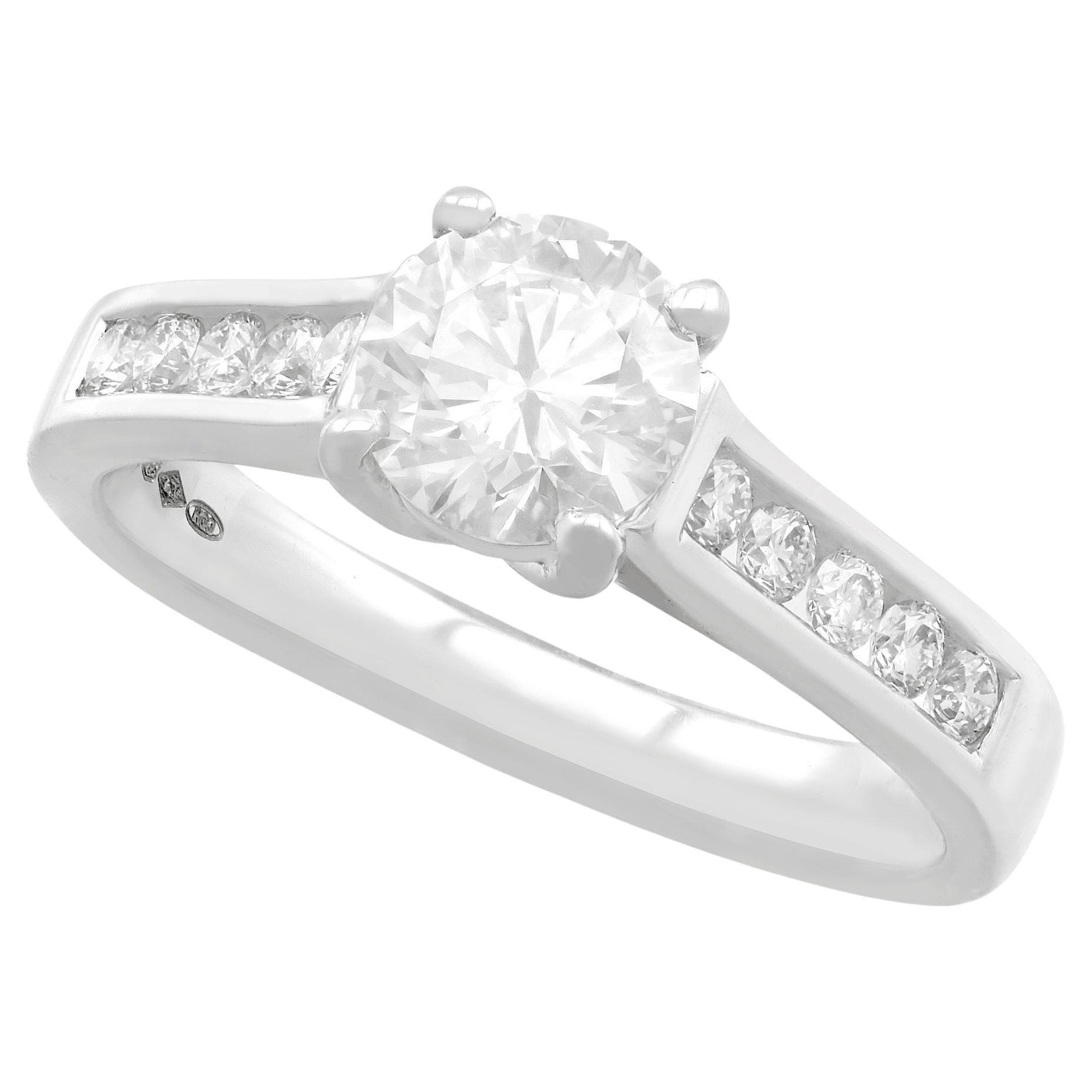 1.22 Carat Diamond and Platinum Solitaire Engagement Ring For Sale