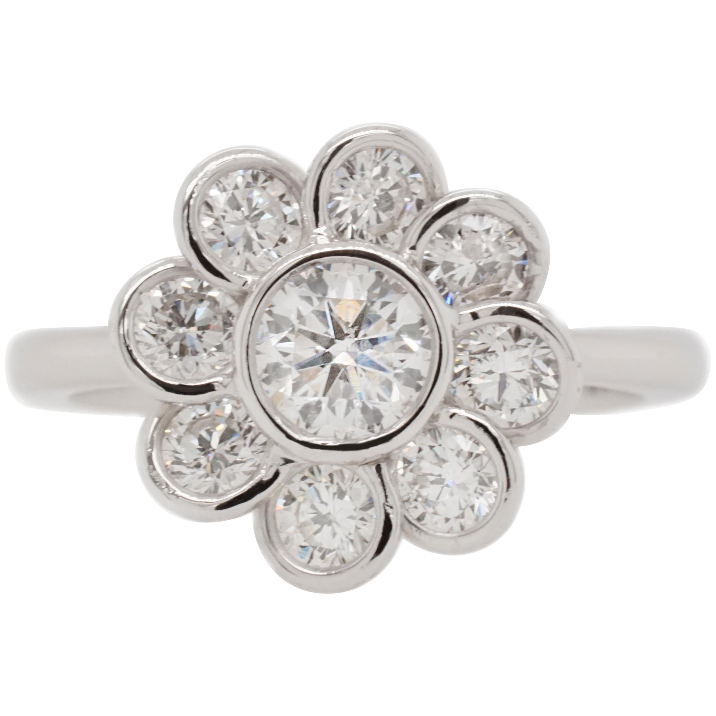 1.22 Carat Diamond Flower Ring For Sale