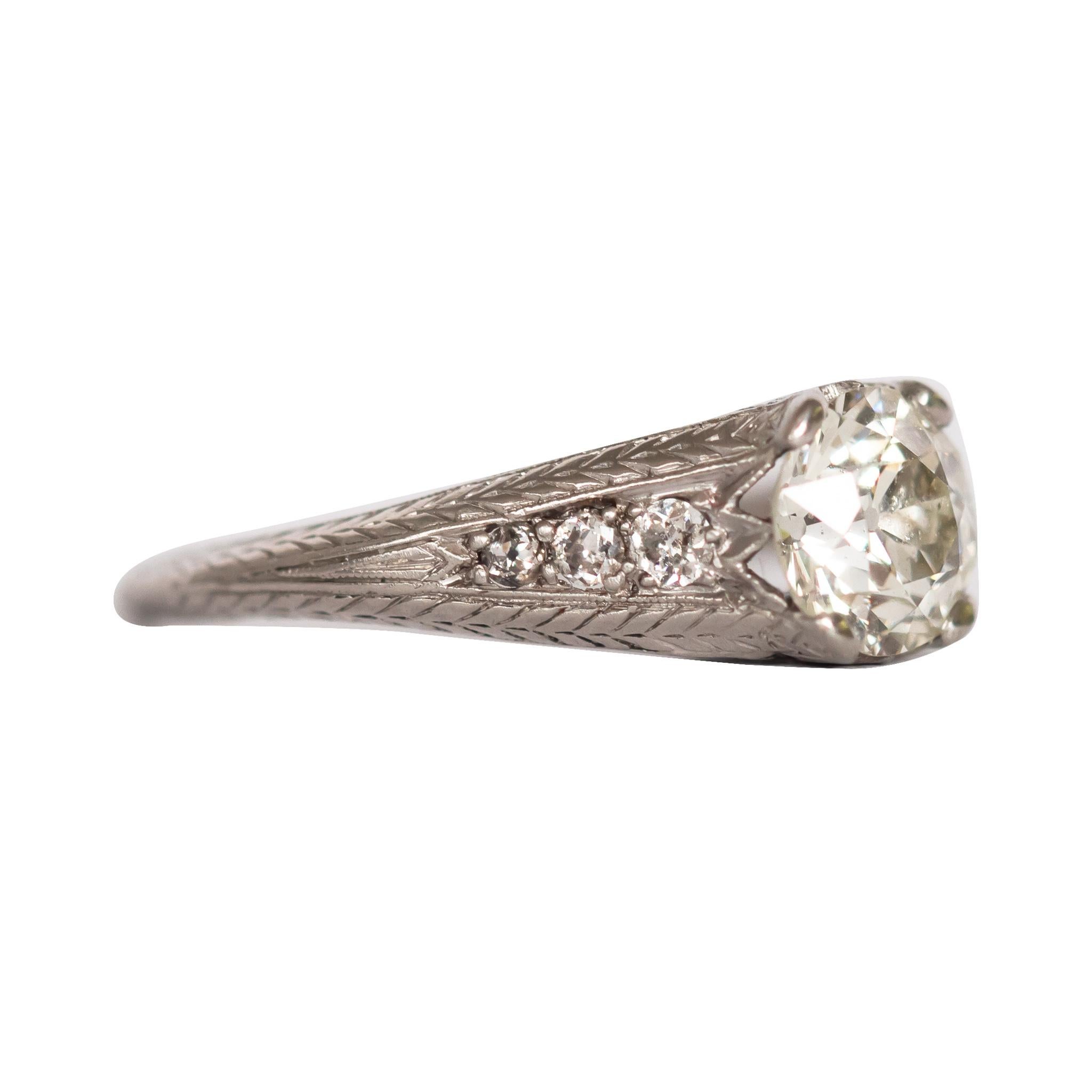 Art Deco 1.22 Carat Diamond Platinum Engagement Ring For Sale