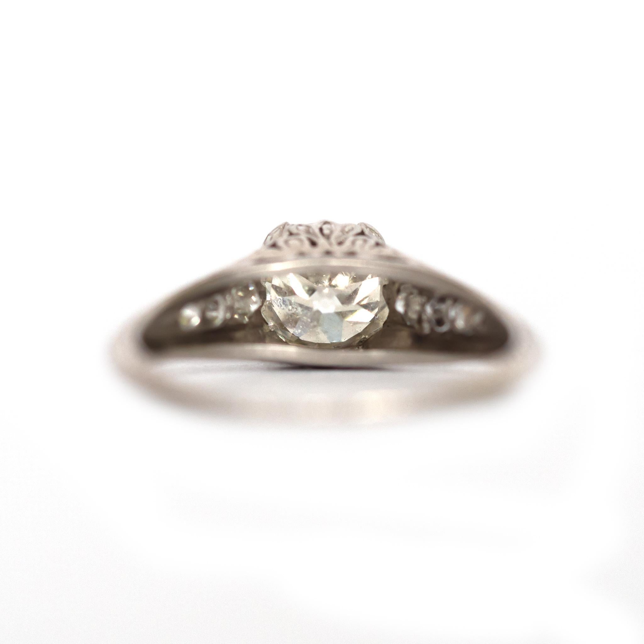 1.22 Carat Diamond Platinum Engagement Ring In Fair Condition For Sale In Atlanta, GA