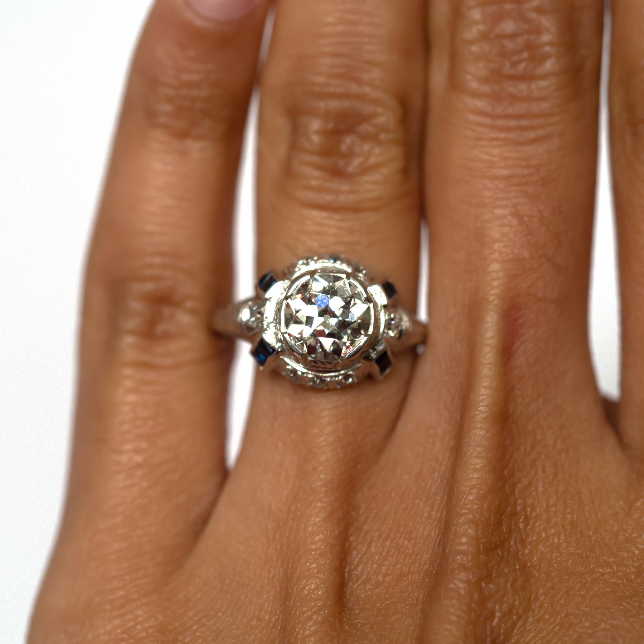 1.42 Carat Diamond Platinum Engagement Ring For Sale 1