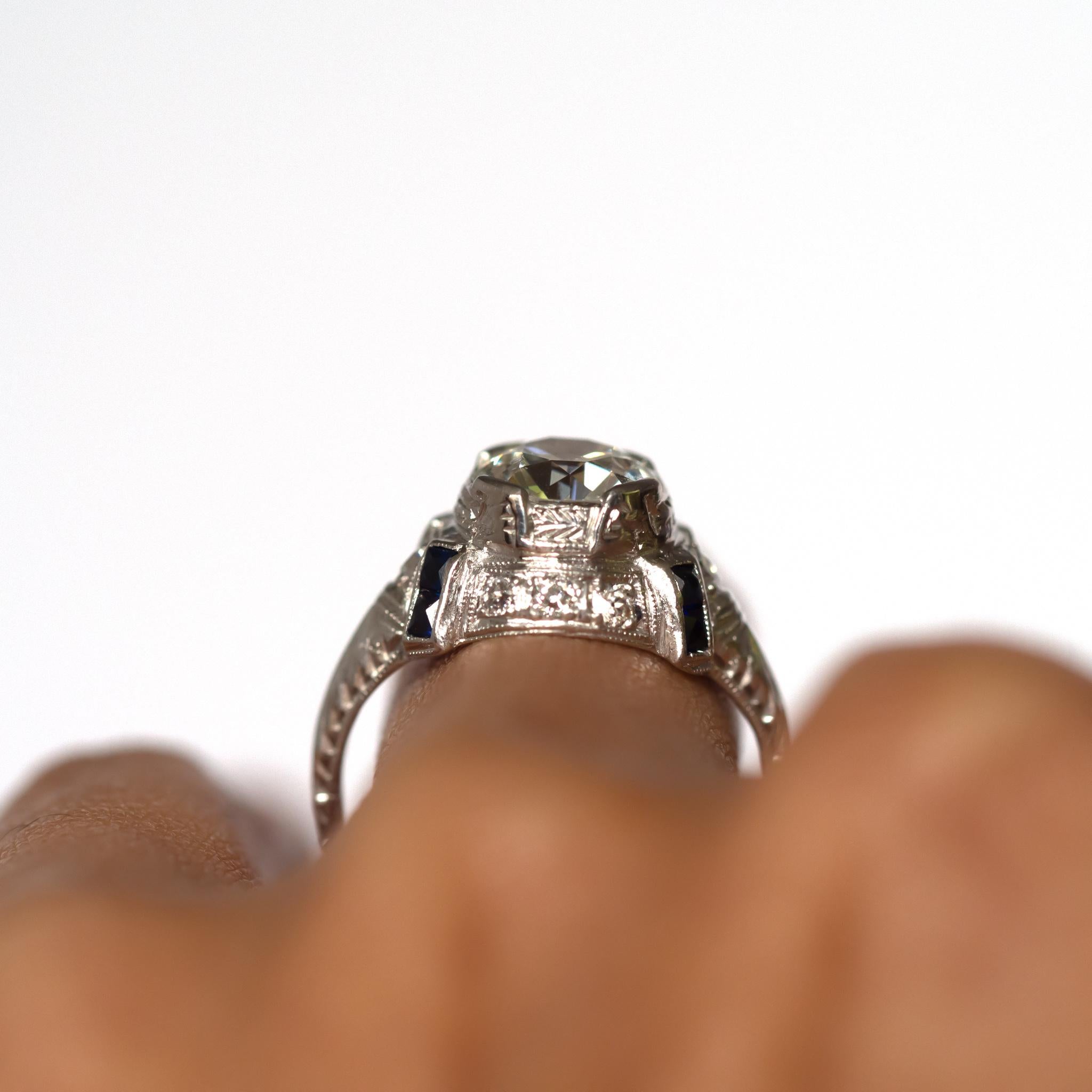1.42 Carat Diamond Platinum Engagement Ring For Sale 3
