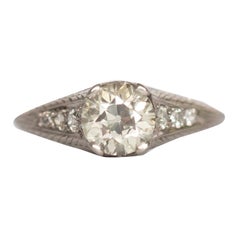 Antique 1.22 Carat Diamond Platinum Engagement Ring