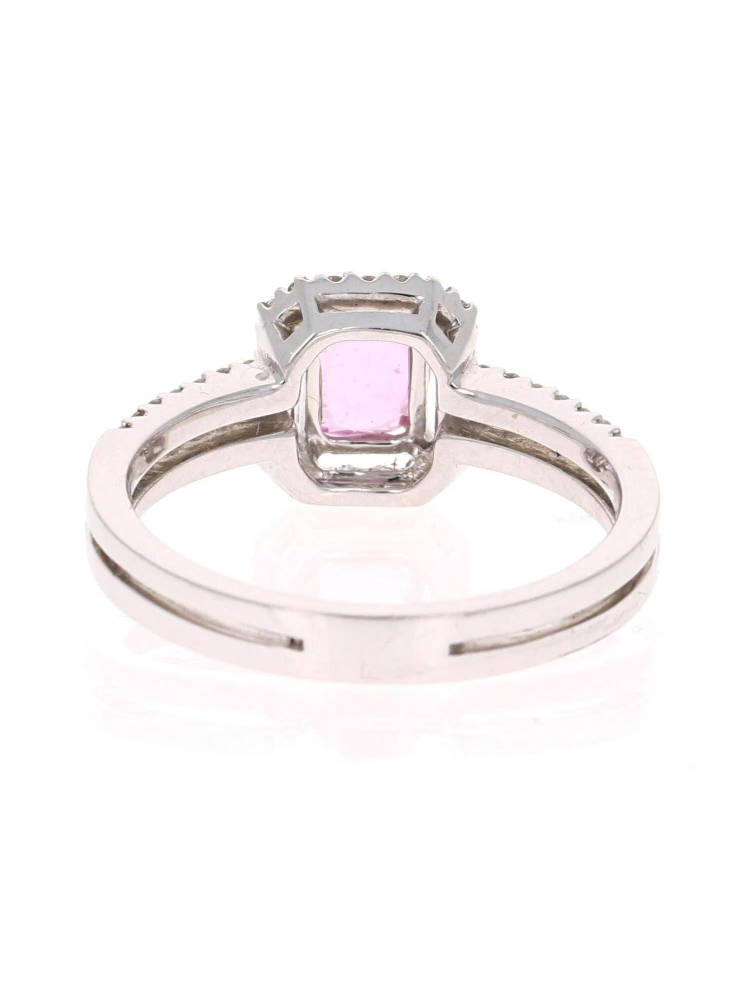 Women's 1.22 Carat GIA Certified Pink Sapphire Diamond Ring 14 Karat White Gold