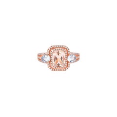 Sunita Nahata Morganite 1.22ct. Fancy Ring in 18KRG with Aquamarine & Diamonds.