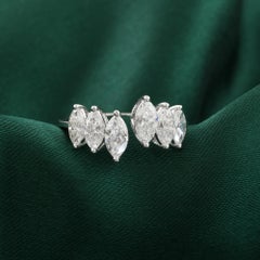 1.22 Carat Natural SI/H Diamond Symmetrical Marquise Ring 18K White Gold