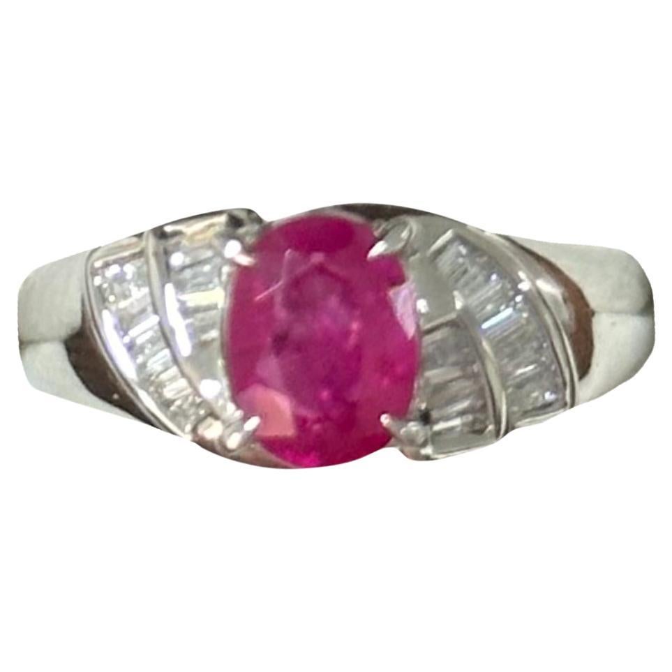 1.22 Carat Pink Sapphire & Diamond Ring in Platinum 850