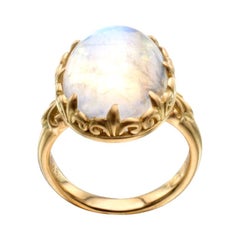 12.2 Carat Rainbow Moonstone Ring 18K Gold