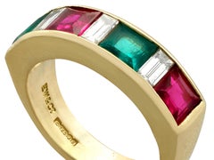 1.22 Carat Ruby 1.10 Carat Emerald Diamond Gold Cocktail Ring