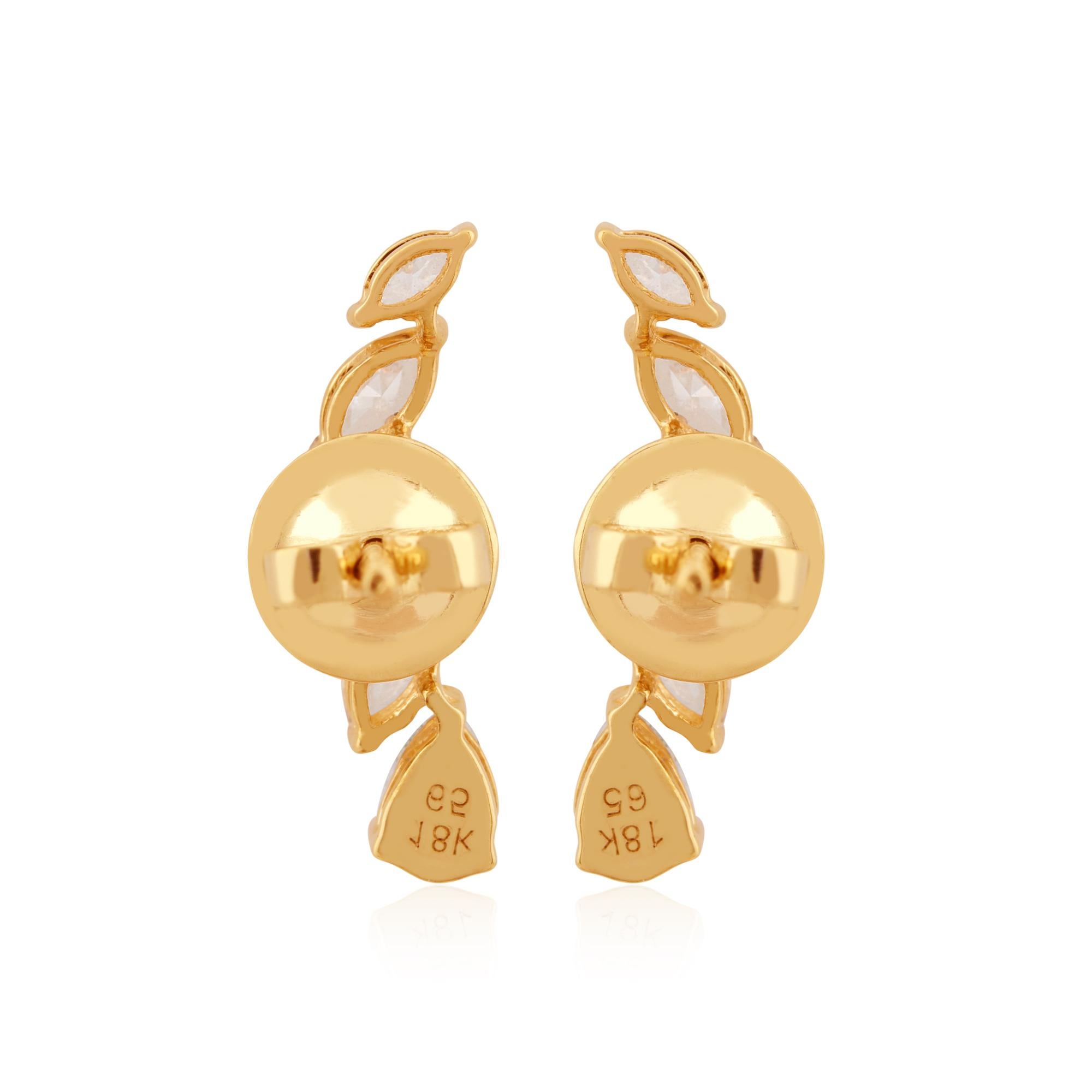 Donna Orecchini con diamanti a forma di curva da 1,22 carati SI/H Marquise e Pear in oro giallo bianco 18 ct. in vendita