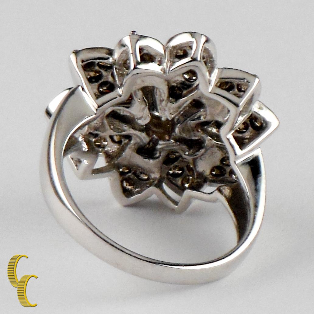 1.22 Carat White and Chocolate Diamond Cluster Flower Ring in White Gold In Good Condition For Sale In Sherman Oaks, CA