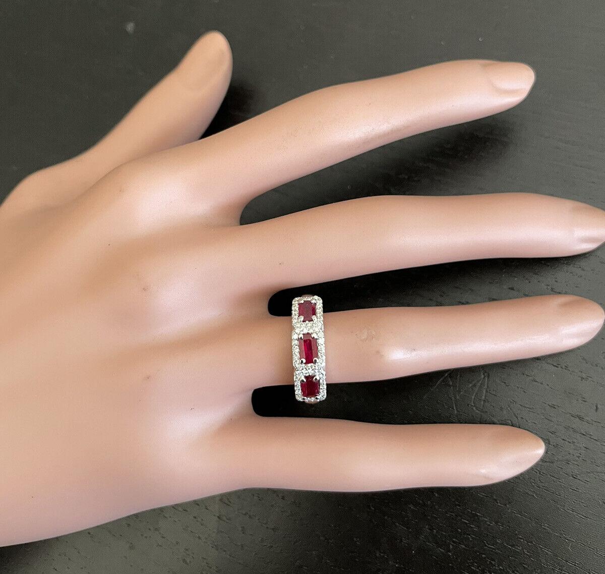 De las mujeres Anillo de oro blanco macizo de 14k con rubí natural y diamante de 1,22 quilates en venta
