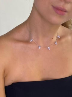 1.22 Ct Blue Tanzanite 18 Karat White Gold Cross Necklace