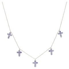 1.22 Ct Blue Tanzanite 18 Karat White Gold Cross Necklace