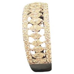 1.22 Cts Marquise Round Shape F/VS1 Diamonds Engagement Band Ring 14K White Gold