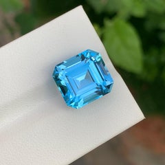 12.20 Carat Adorable Loose Blue Topaz Asscher Cut Gem For Necklace Jewellery