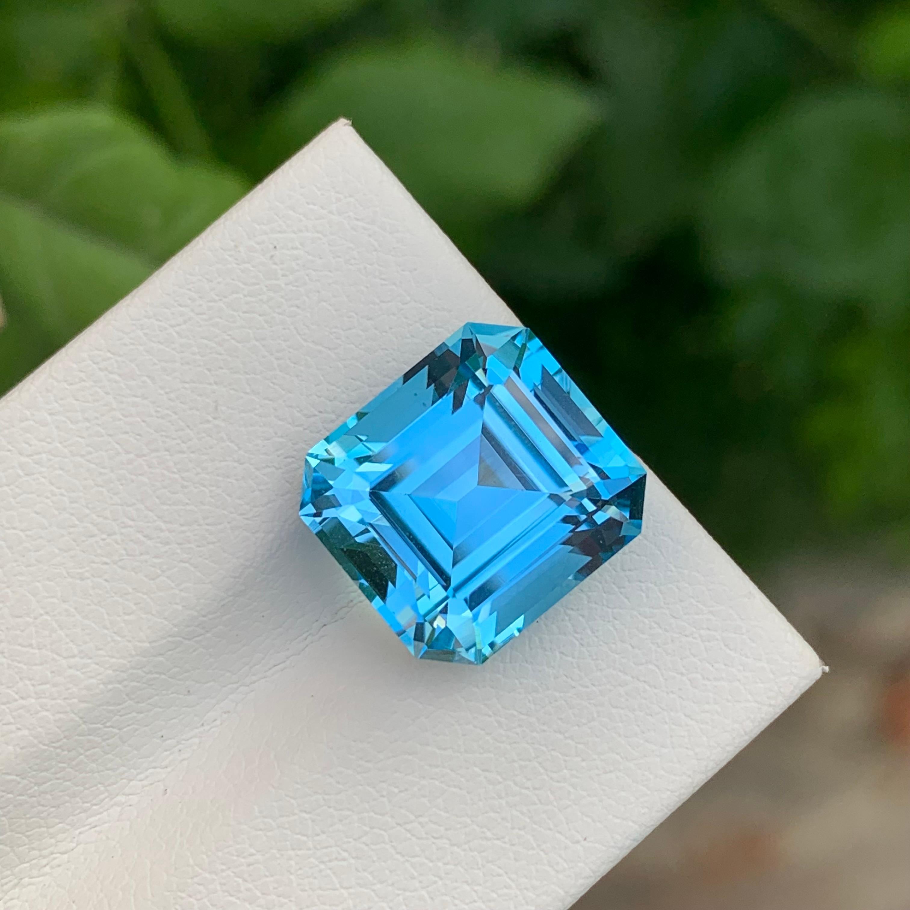 12,20 Carati Adorabile gemma sciolta di Topazio Blu Taglio Asscher per Collana Gioielli in vendita 3