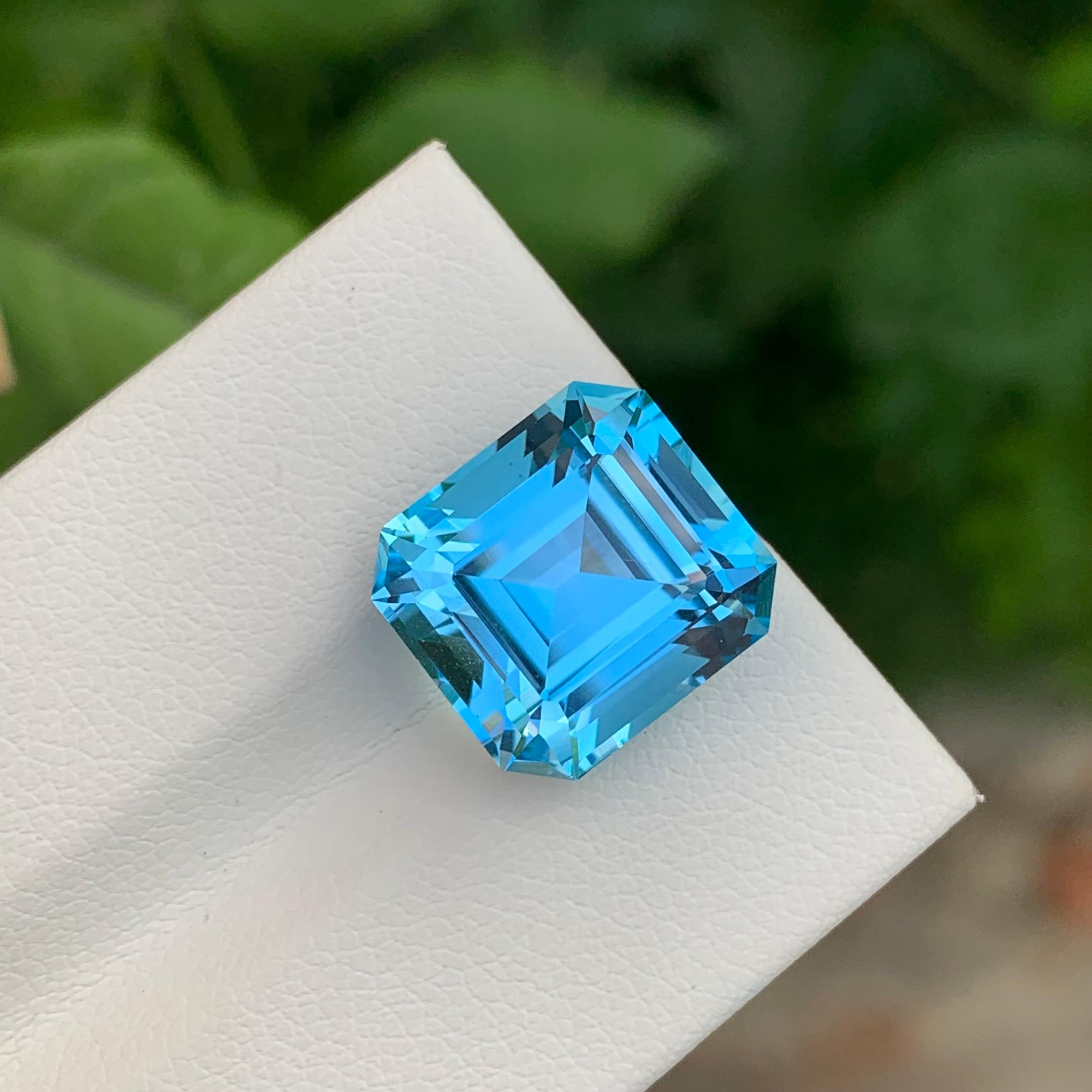 12,20 Carati Adorabile gemma sciolta di Topazio Blu Taglio Asscher per Collana Gioielli in vendita 4