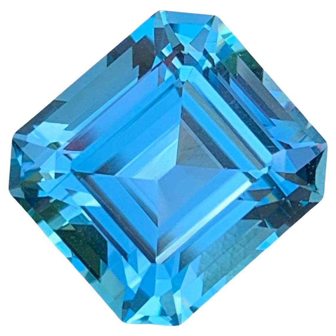12.20 Carat Adorable Loose Blue Topaz Asscher Cut Gem For Necklace Jewellery