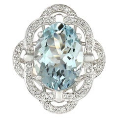 Aquamarine Diamond Ring In 14 Karat White Gold