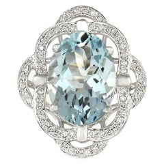 Aquamarine Diamond Ring In 14 Karat White Gold 