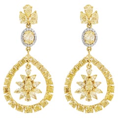 12.20 Carat Natural Fancy Natural Yellow Diamond Drop Earrings