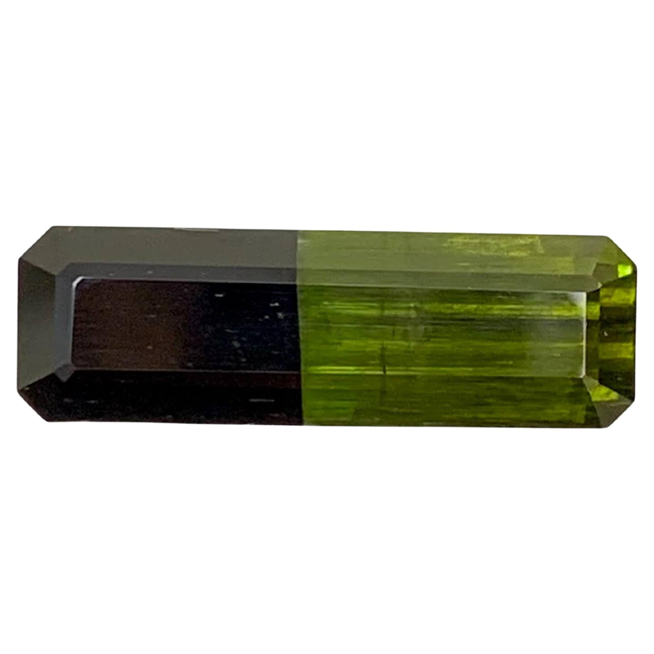12.20 Carat Natural Loose Bi Color Tourmaline Emerald Cut Pakistan Gemstone