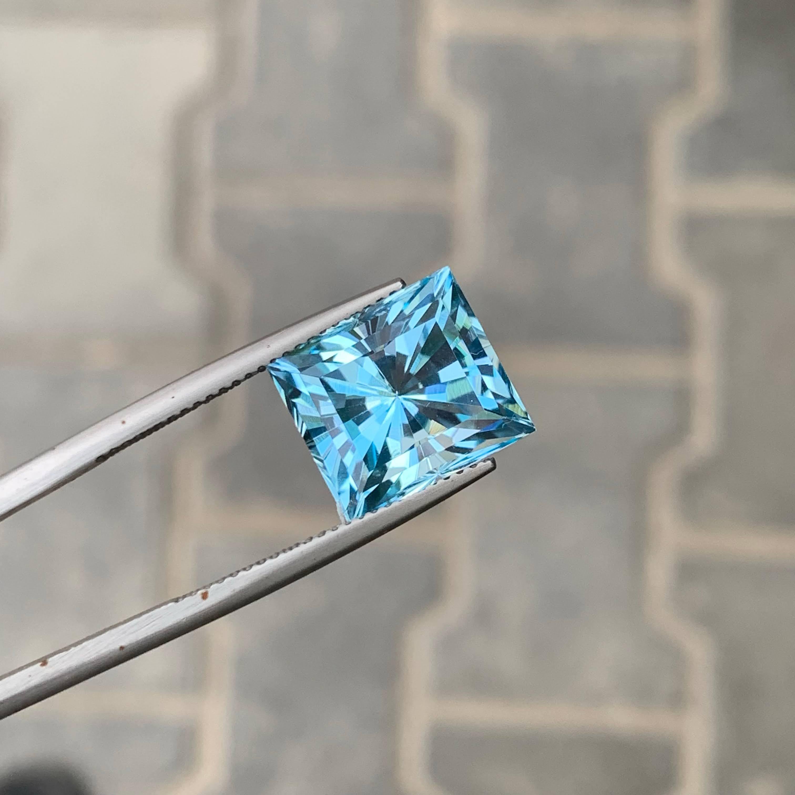 12,20 Karat Natürlicher Loser Blauer Topas Modifizierter Princess-Schliff Afrikanischer Edelstein (Moderne) im Angebot