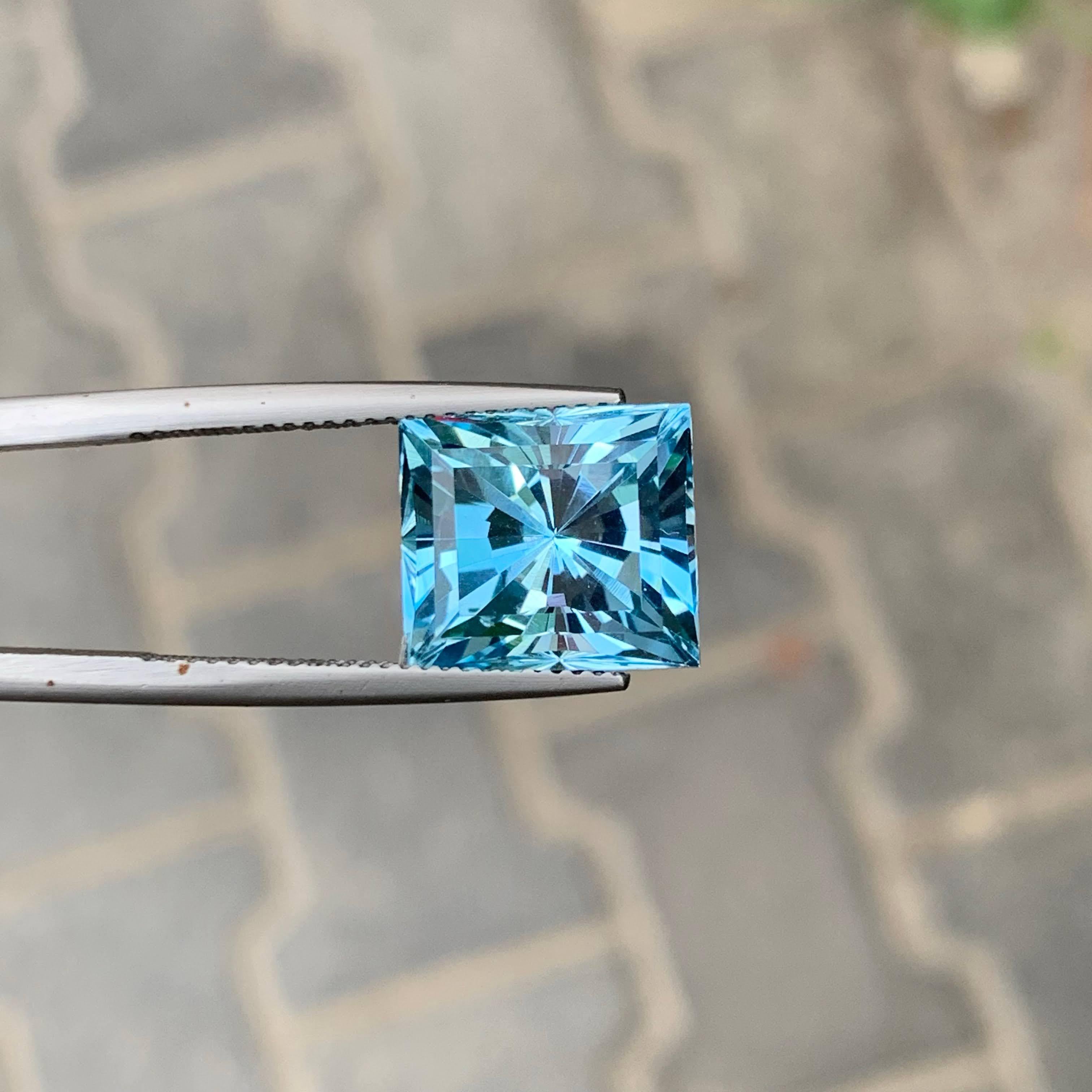 12,20 Karat Natürlicher Loser Blauer Topas Modifizierter Princess-Schliff Afrikanischer Edelstein (Carréschliff) im Angebot