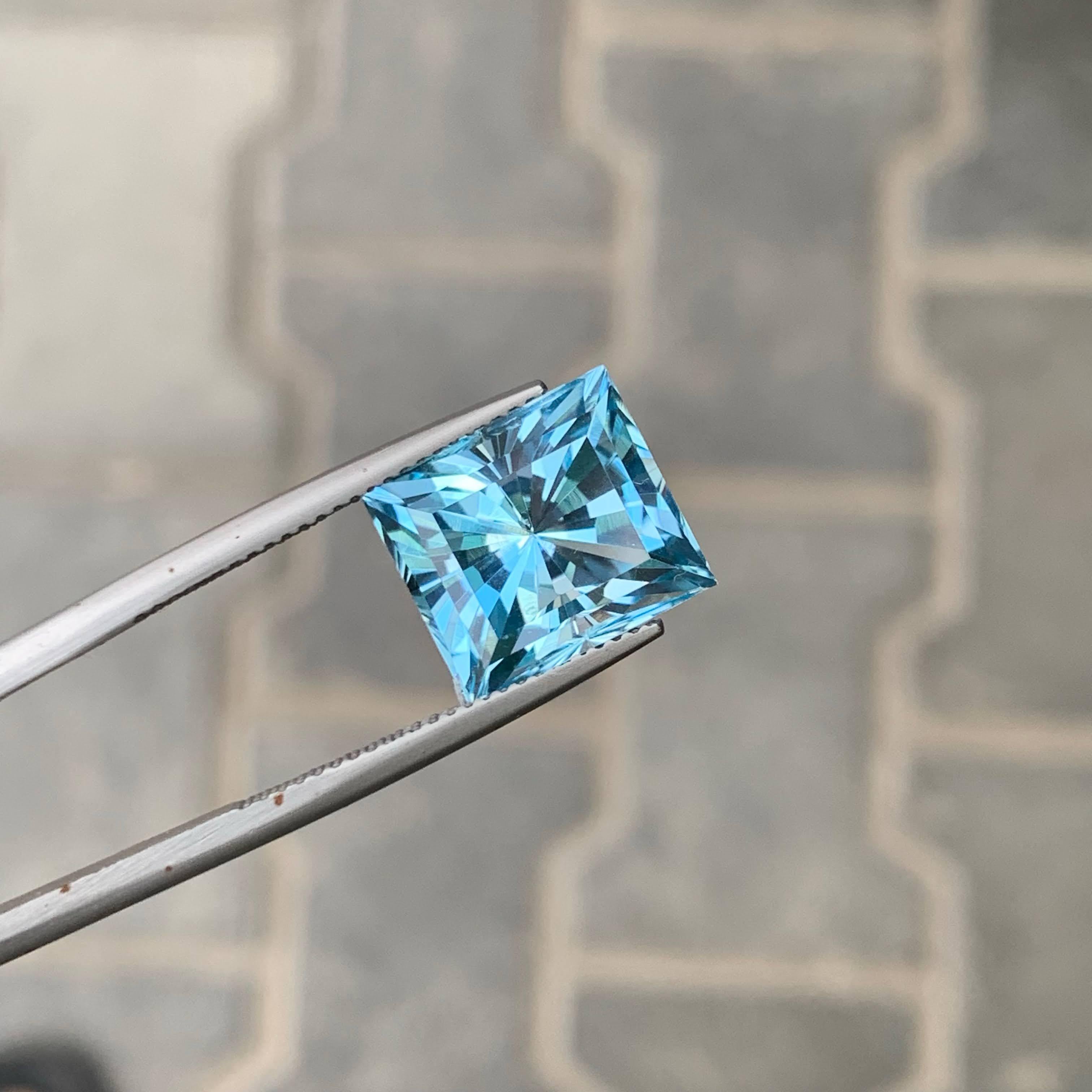 12,20 Karat Natürlicher Loser Blauer Topas Modifizierter Princess-Schliff Afrikanischer Edelstein für Damen oder Herren im Angebot